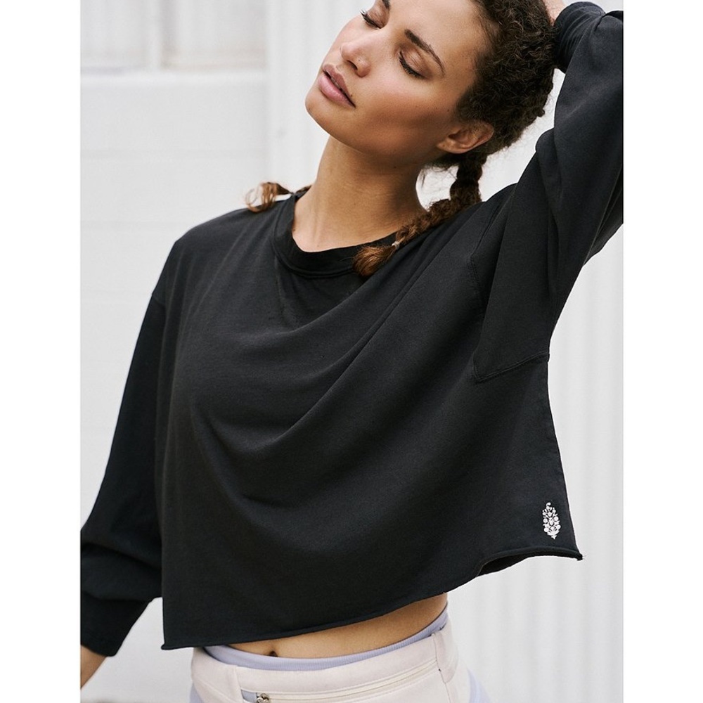 NWT Free People Movement Inspire Layer Charcoal Grey Black Women's Top - xs